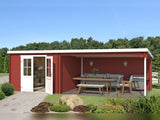 Lasita Blockbohlenhaus St Louis schwedenrot mit Anbau 28 mm