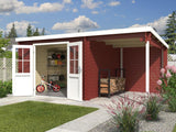Lasita Blockbohlenhaus Tampa mit Anbau schwedenrot 28 mm