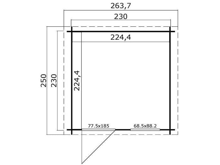 Lasita Blockbohlenhaus Wels 2 230 lichtgrau, 28 mm
