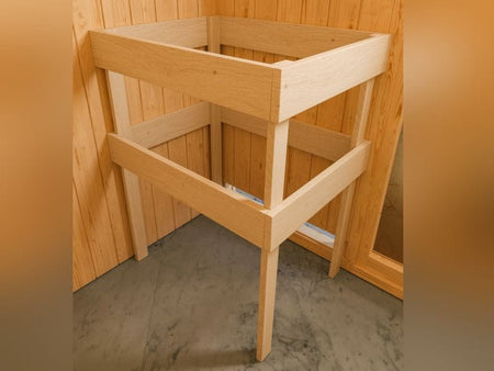 Lilja - Karibu Sauna Plug & Play 3,6 kW Bio Ofen, ext. Steuerung - mit Dachkranz - Moderne Saunatür