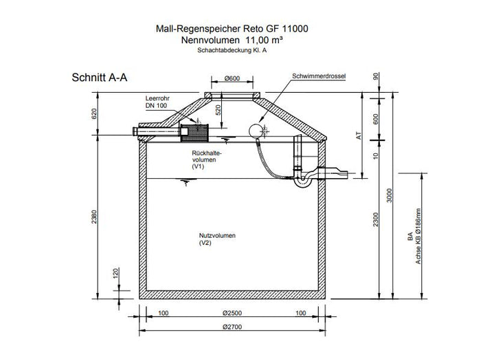 Mall Retentionszisterne Reto Family 11000 Liter, begehbar, mit Gartenfilter