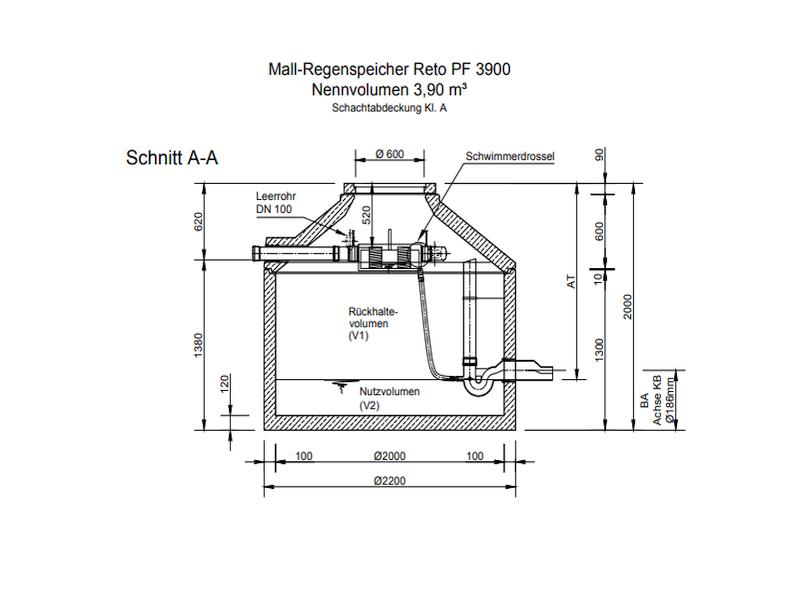 Mall Retentionszisterne Reto Family 3900 Liter, begehbar, mit Spaltsiebfilter