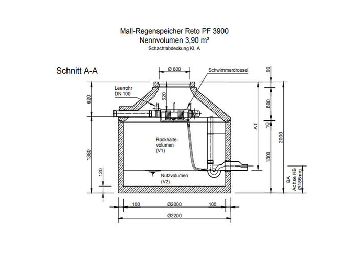 Mall Retentionszisterne Reto Family 3900 Liter, begehbar, mit Spaltsiebfilter