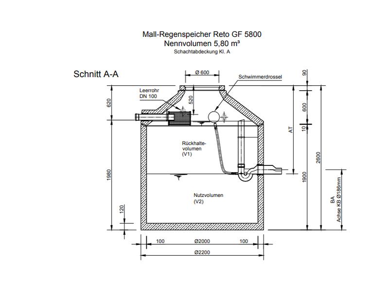 Mall Retentionszisterne Reto Family 5800 Liter, begehbar, mit Gartenfilter