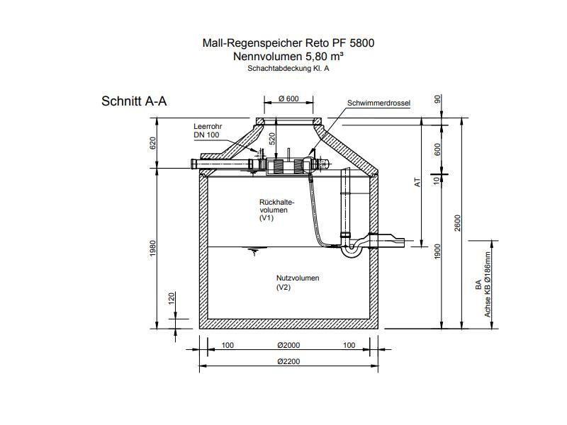 Mall Retentionszisterne Reto Family 5800 Liter, begehbar, mit Spaltsiebfilter