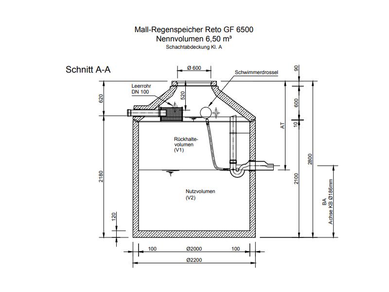 Mall Retentionszisterne Reto Family 6500 Liter, begehbar, mit Gartenfilter