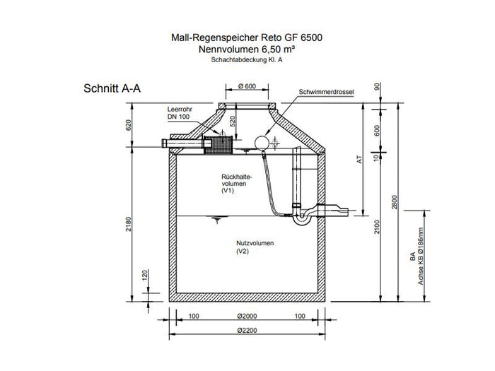 Mall Retentionszisterne Reto Family 6500 Liter, begehbar, mit Gartenfilter