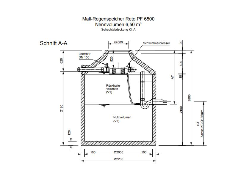 Mall Retentionszisterne Reto Family 6500 Liter, begehbar, mit Spaltsiebfilter