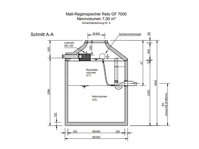 Mall Retentionszisterne Reto Family 7000 Liter, begehbar, mit Gartenfilter