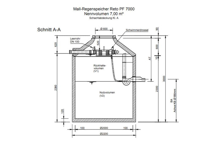 Mall Retentionszisterne Reto Family 7000 Liter, begehbar, mit Spaltsiebfilter