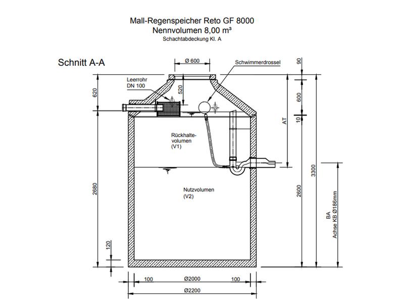 Mall Retentionszisterne Reto Family 8000 Liter, begehbar, mit Gartenfilter