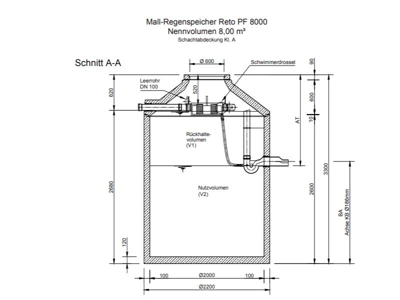 Mall Retentionszisterne Reto Family 8000 Liter, begehbar, mit Spaltsiebfilter