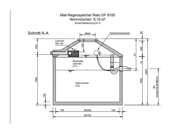 Mall Retentionszisterne Reto Family 9100 Liter, begehbar, mit Gartenfilter