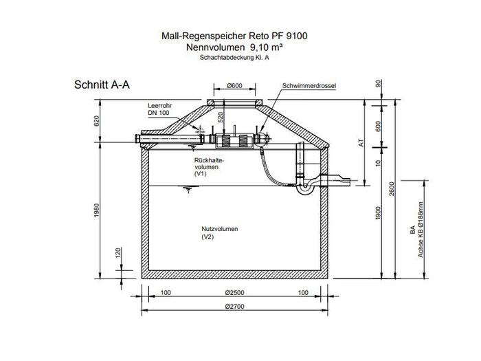 Mall Retentionszisterne Reto Family 9100 Liter, begehbar, mit Spaltsiebfilter
