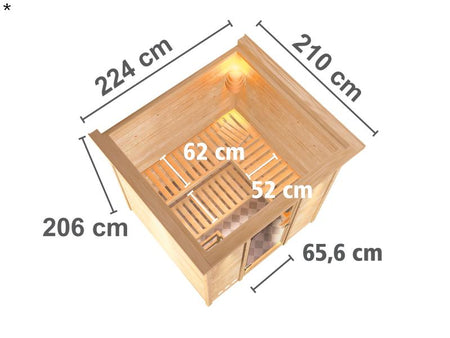 Mojave - Karibu Sauna inkl. 9-kW-Ofen - mit Dachkranz -