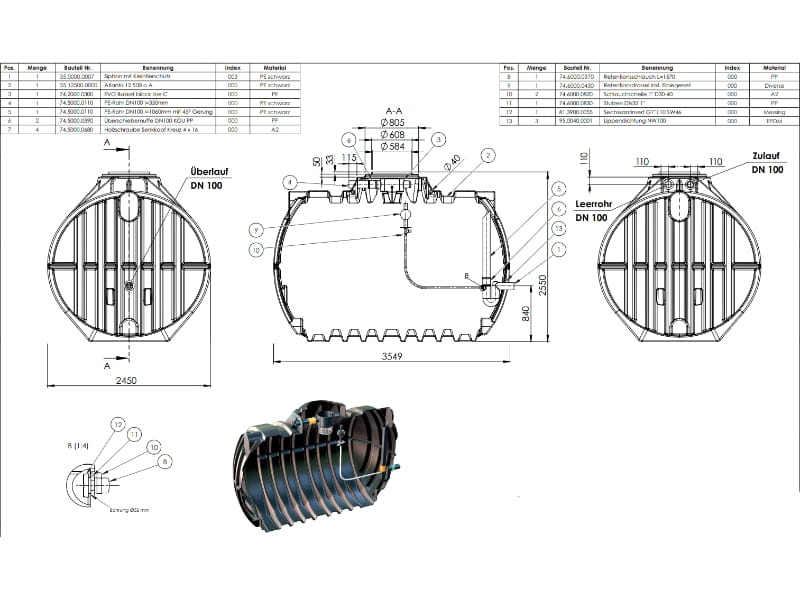 Nautilus Atlantis Premium 12.500 Liter Retentionszisterne - Retentionsvolumen 8000 L