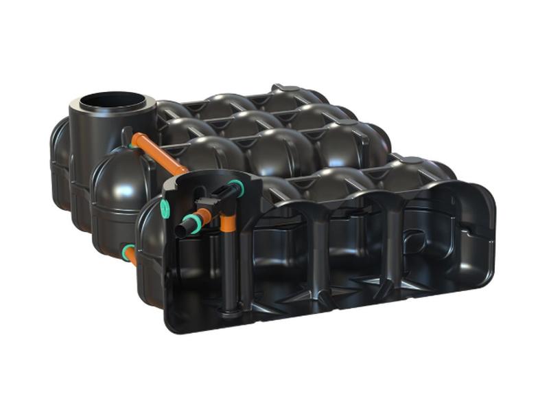 Nautilus Flachtank-Zisterne Hudson DUO 10.000 Liter, 1 Behälter mit Wechselsprungfilter + Zulaufberu
