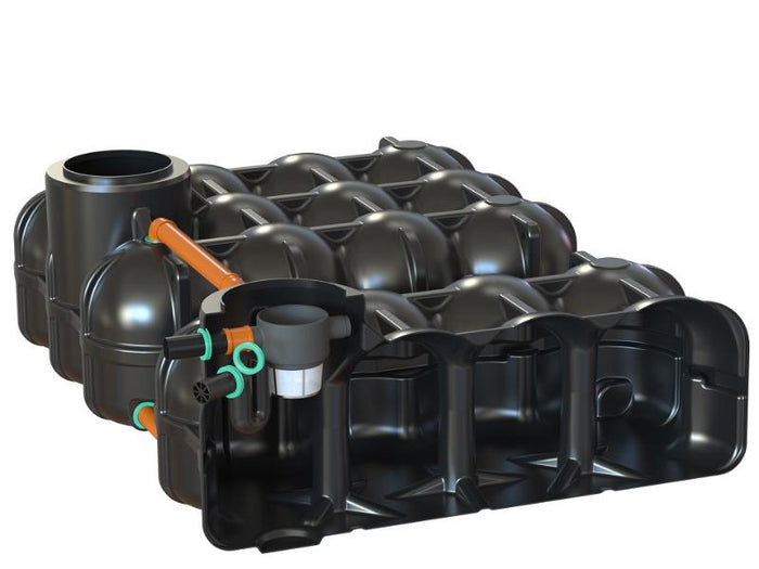 Nautilus Flachtank-Zisterne Hudson DUO 10.000 Liter mit Pumpensumpf, 1 Behälter mit Korbfilter & Sip