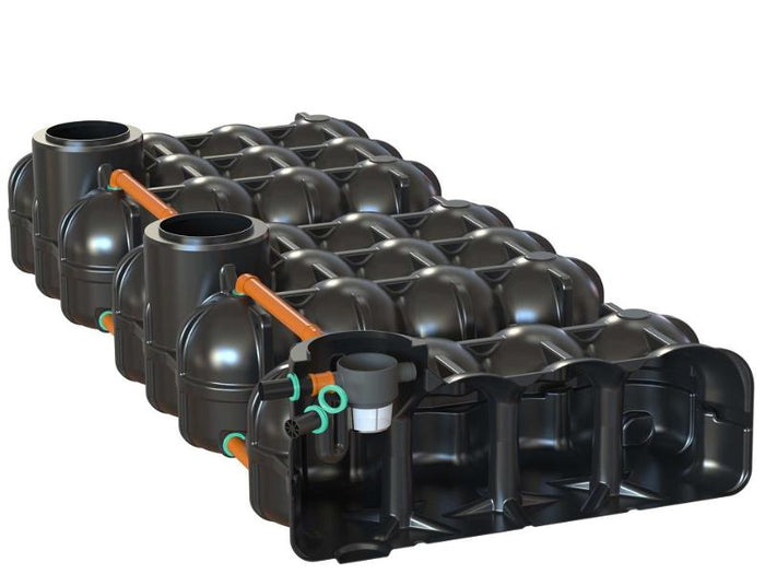 Nautilus Flachtank-Zisterne Hudson TRIO 15.000 Liter mit Pumpensumpf, 1 Behälter mit Korbfilter & Si