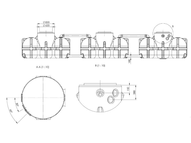 Nautilus Flachtank-Zisterne Hudson TRIO 15.000 Liter mit Pumpensumpf, 1 Behälter mit Korbfilter & Si