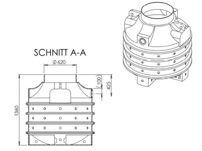 Nautilus Sickerschacht Ozeanis 1.000 Liter, inkl. Lippendichtung