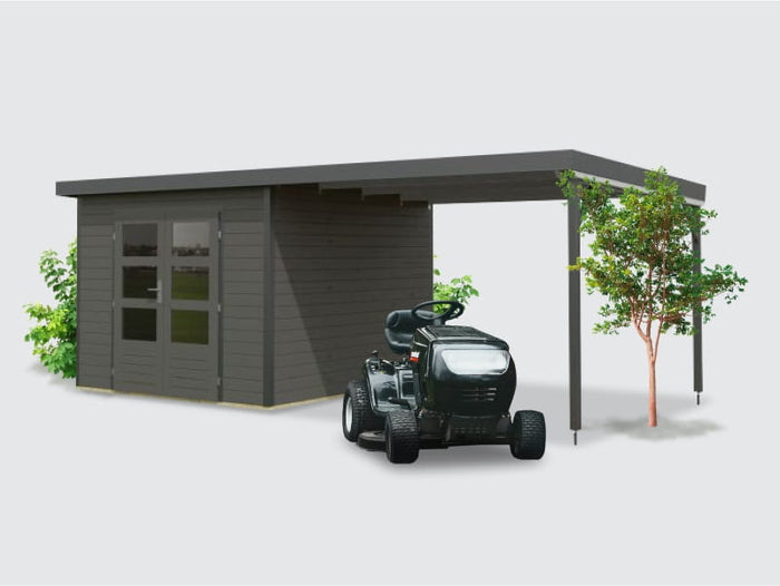 Osb smart choice Hybrid Gartenhaus Woodtallic B, terragrau/anthrazit im Set mit Fußboden,  inkl. 3 m