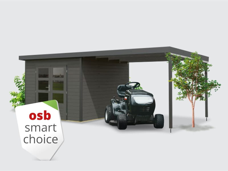 Osb smart choice Hybrid Gartenhaus Woodtallic B, terragrau/anthrazit im Set mit Fußboden,  inkl. 3 m