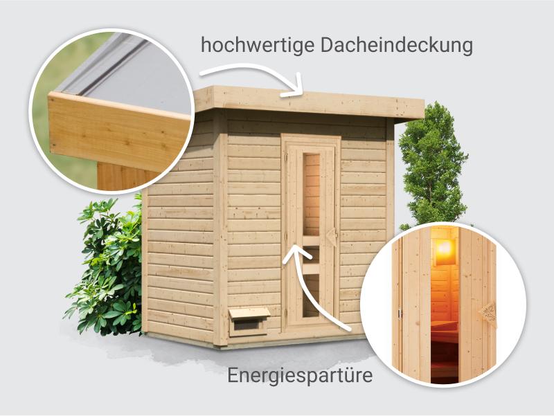 Osb smart choice Saunahaus Hella 1 - ohne Ofen - inkl. Dacheindeckung und Fußboden