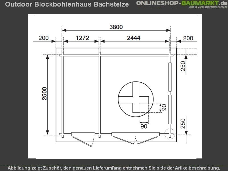 Outdoor Gartenhaus / Blockbohlenhaus William 250 2-Raum 28mm