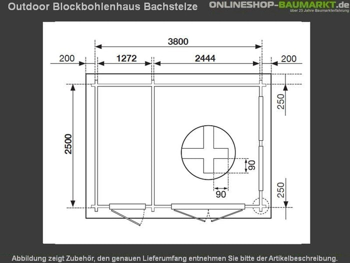 Outdoor Gartenhaus / Blockbohlenhaus William 250 2-Raum 28mm