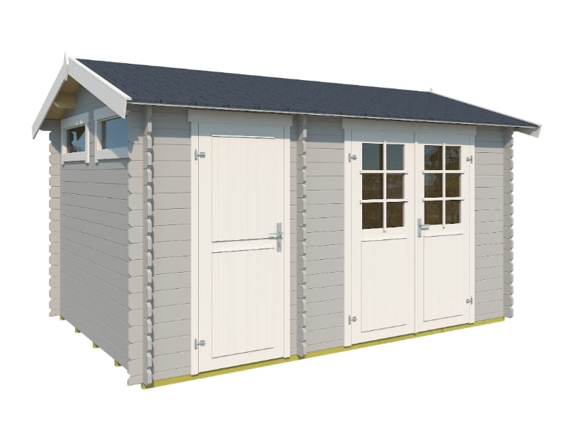 Outdoor Gartenhaus / Blockbohlenhaus William 250 2-Raum lichtgrau 28mm