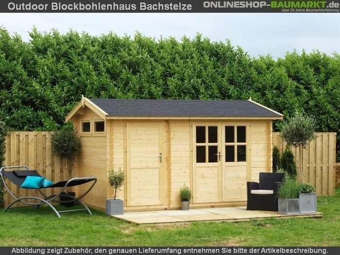 Outdoor Gartenhaus / Blockbohlenhaus William 250 2-Raum carbongrau 28mm