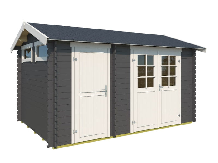 Outdoor Gartenhaus / Blockbohlenhaus William 250 2-Raum carbongrau 28mm