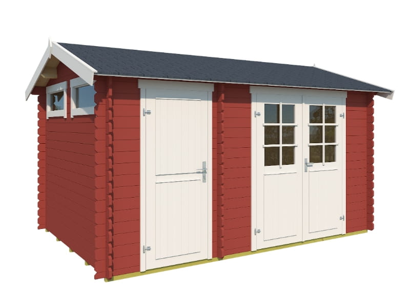 Outdoor Gartenhaus / Blockbohlenhaus William 250 2-Raum schwedenrot 28mm