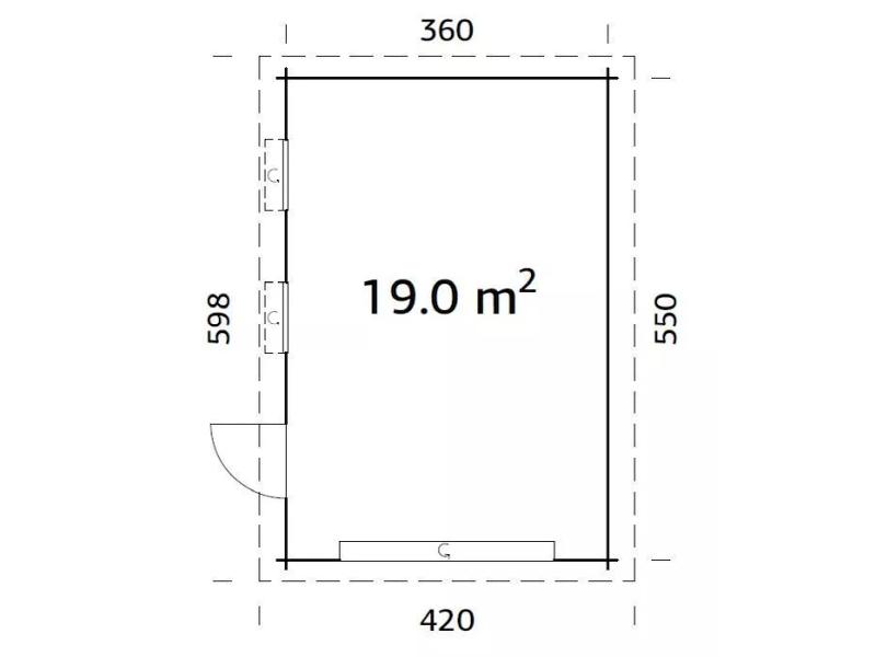Palmako Blockbohlen-Garage Rasmus 19,0 44 mm natur mit Holztor