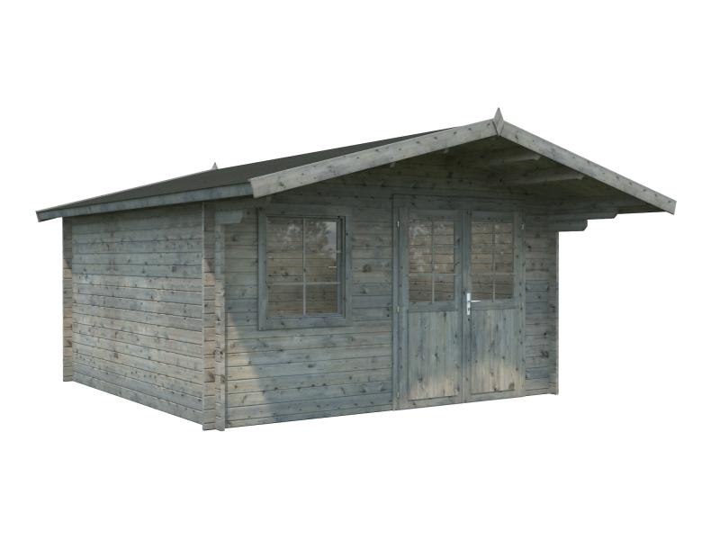 Palmako Blockbohlenhaus Britta 14,6 40 mm graue Tauchgrundierung