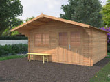 Palmako Blockbohlenhaus Britta 17,5 40 mm braune Tauchgrundierung