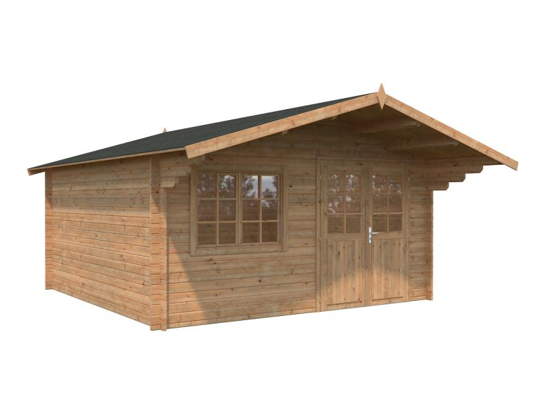 Palmako Blockbohlenhaus Britta 17,5 40 mm braune Tauchgrundierung