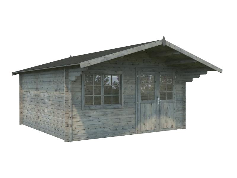 Palmako Blockbohlenhaus Britta 17,5 40 mm graue Tauchgrundierung