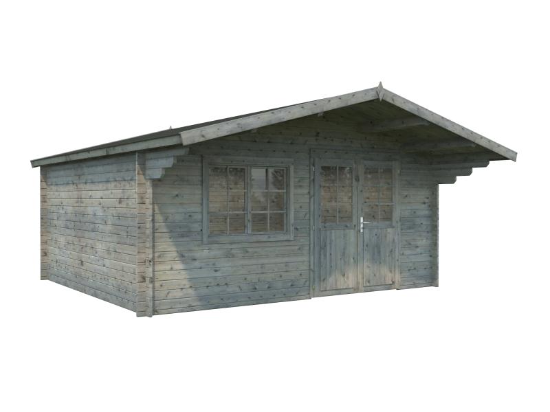 Palmako Blockbohlenhaus Britta 19,7 40 mm graue Tauchgrundierung
