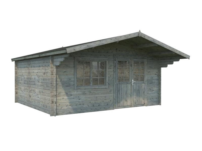 Palmako Blockbohlenhaus Britta 19,7 40 mm graue Tauchgrundierung