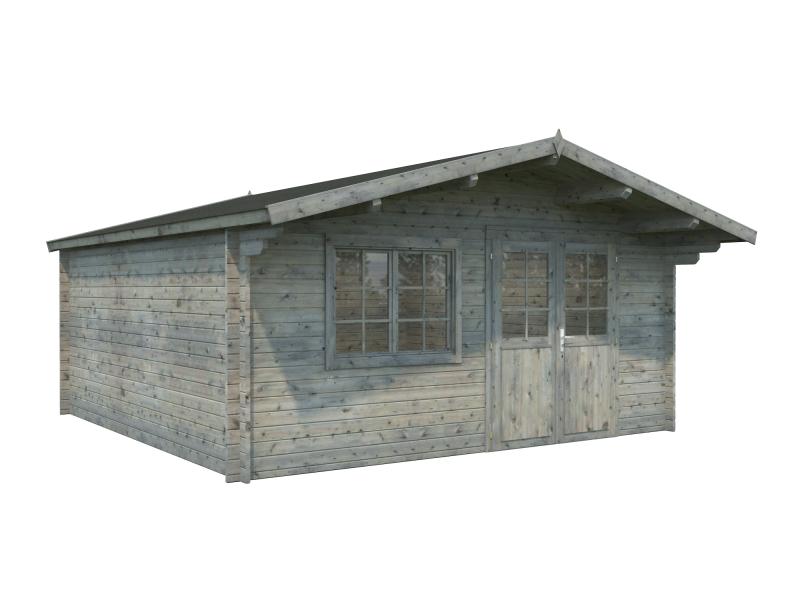 Palmako Blockbohlenhaus Britta 22,3 40 mm graue Tauchgrundierung