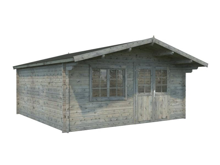 Palmako Blockbohlenhaus Britta 22,3 40 mm graue Tauchgrundierung