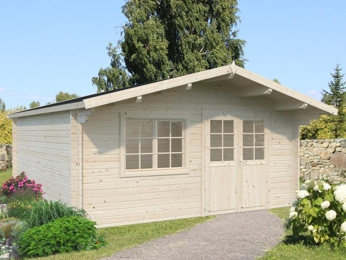 Palmako Blockbohlenhaus Britta 22,3 40 mm transparente Tauchgrundierung