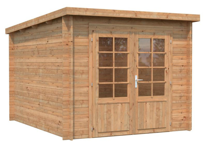 Palmako Blockbohlenhaus Ella 6,9 28 mm braune Tauchgrundierung