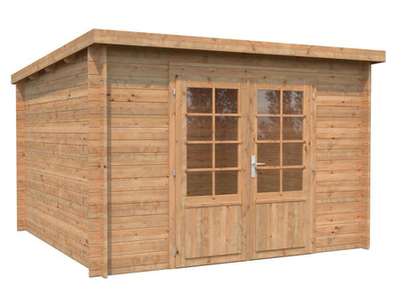 Palmako Blockbohlenhaus Ella 8,7 28 mm braune Tauchgrundierung