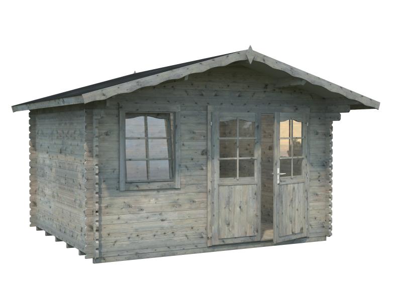 Palmako Blockbohlenhaus Emma 10,4 34 mm graue Tauchgrundierung