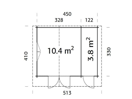 Palmako Blockbohlenhaus Emma 14,2 34 mm braune Tauchgrundierung