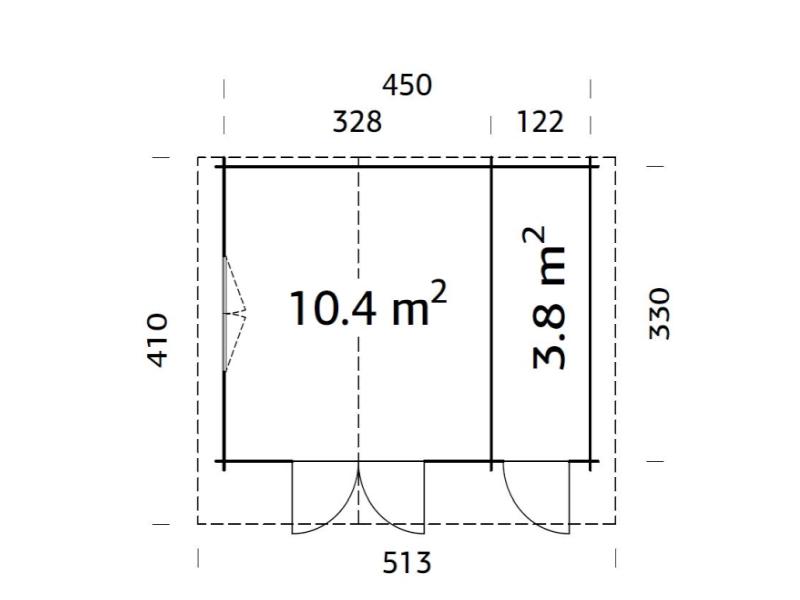 Palmako Blockbohlenhaus Emma 14,2 34 mm graue Tauchgrundierung