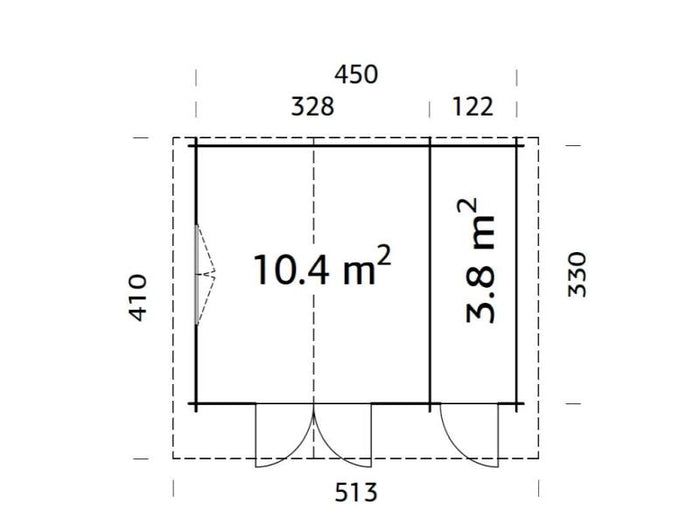 Palmako Blockbohlenhaus Emma 14,2 34 mm graue Tauchgrundierung